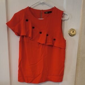 Maje | Vibrant Red Ruffle Blouse